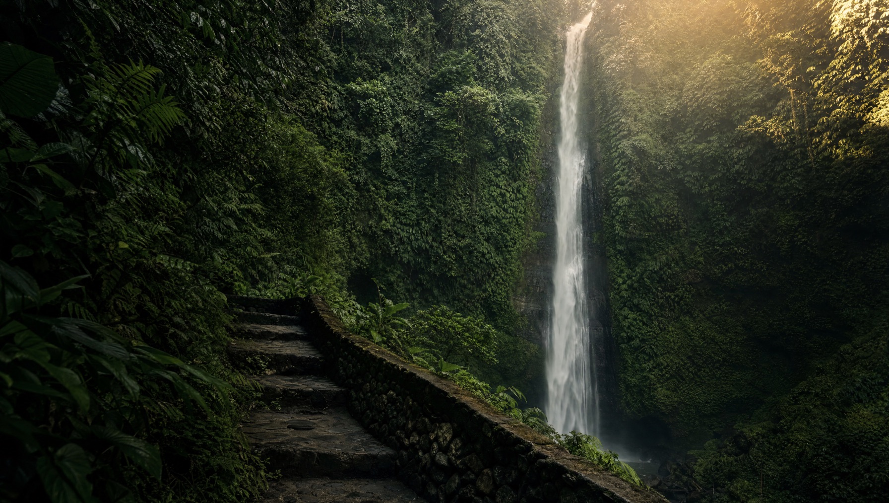 Gitgit waterfall dropping through forest near Singaraja, north Bali