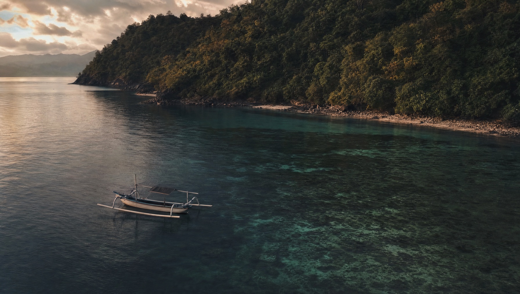 Calm bay and reef at Pemuteran on Bali's northwest coast