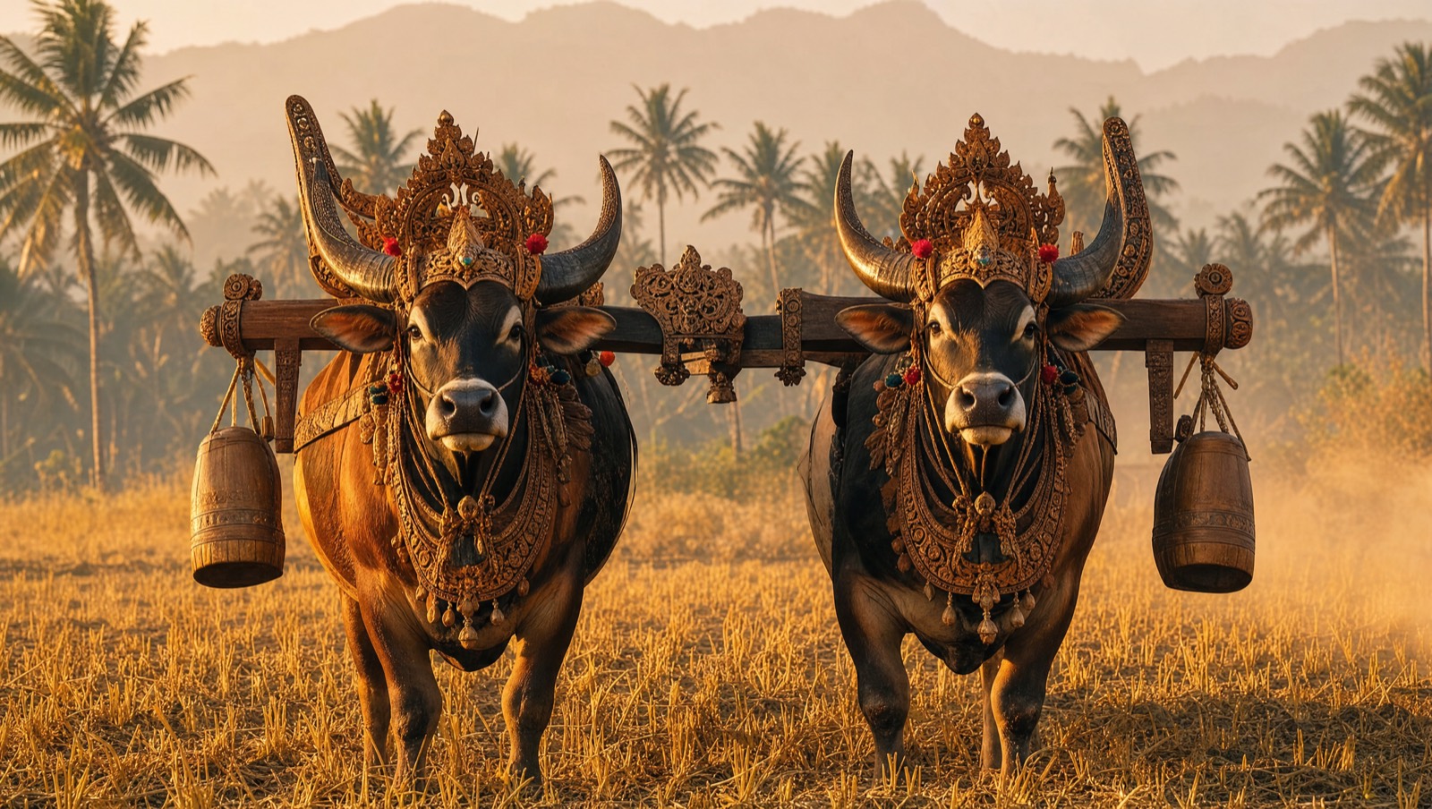 Rice fields and palms at Kaliasem near Lovina, home of the Sapi Gerumbungan bull races