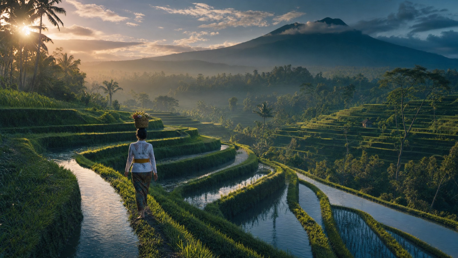 Emerald terraced rice paddies in the north Bali highlands